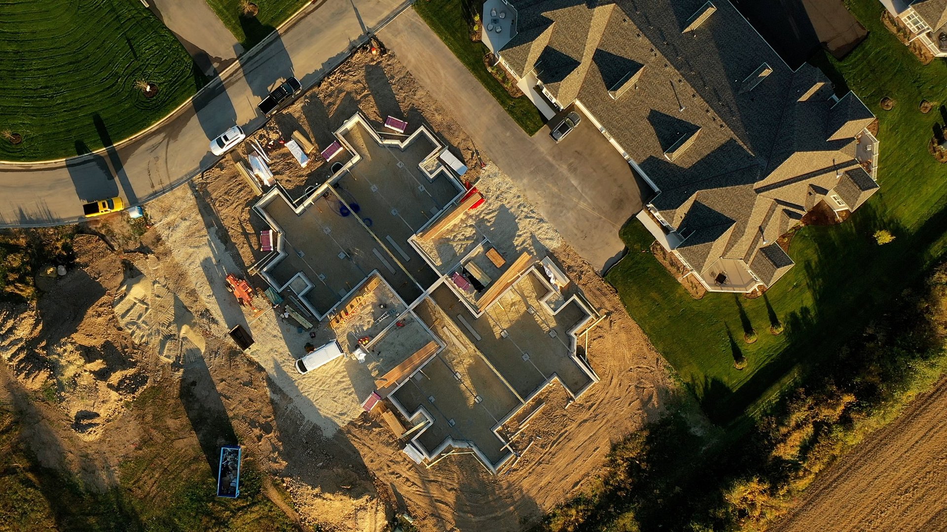 Construction project aerial view
